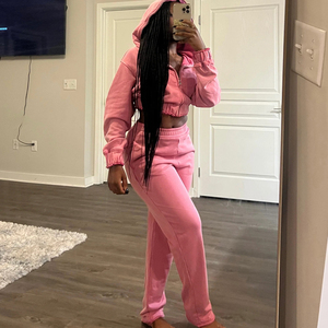 Custom Womens Vintage Acid Wash Tracksuit <b>Cropped</b> <b>Zip</b> Hoodie and Flare Pants Two Piece Set - Product Image 4