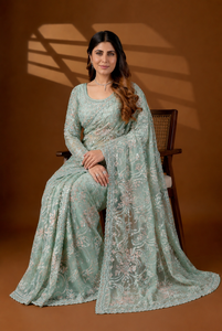 Sari de red suave para mujer, diseño indio de Vexotrend, hermoso diseño Patola, estilo tradicional, para todas las estaciones, para bodas y fiestas. - Product Image 3