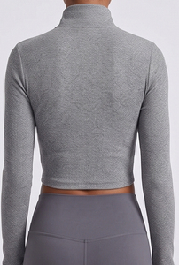 Chaquetas Deportivas Cortas Ajustadas para Mujer, Chaqueta de Yoga con Orificios para los Pulgares, Chaqueta Deportiva Corta con Cuello Alto para Mujer - Product Image 3