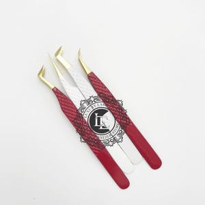 Pince à épiler d'extension de cils professionnelle à pointe dorée Revêtement en poudre blanc marron de haute qualité Meilleur prix Logo privé offert - Product Image 2