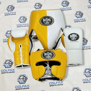 Ensemble de boxe Colfax : gants en cuir à lacets, protège-tête, protège-glandes, pour sparring - Product Image 5