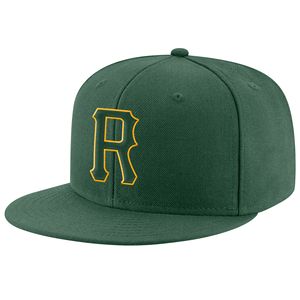 หมวกแก๊ปสีเขียว 6 แผง แบบ Snapback พร้อมโลโก้ R ปักขอบสีเหลืองที่แผงด้านหน้า หมวกลำลองสำหรับทุกเพศ - Product Image 1