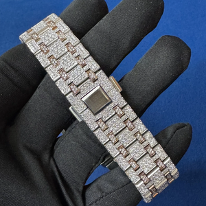 Montre BOJ A.P Premium VVS Diamants Luxe Verre Alliage Acier Inoxydable 20mm Entièrement Sertie Moissanite Double Mouvement 41 MM Hip Hop - Product Image 3