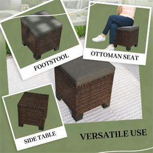 Set di Mobili da Esterno in Rattan a Due Pezzi con Poggiapiedi e Cuscino per Terrazze e Sgabelli - Product Image 2