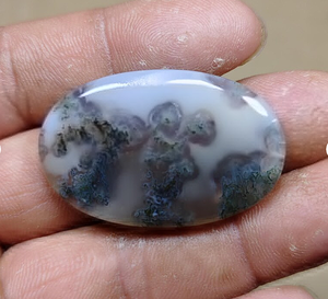 Cabujón de ágata de alta calidad, ovalado, gris, azul, blanco, pulido, opalescente, piedra suelta para la fabricación de joyas. - Product Image 1