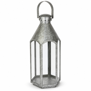 Farmhouse Galvanized Candle <b>Lantern</b> with Glass <b>Hurricane</b> Cover and Wood Base Vintage Candle Holders for Outdoor Garden <b>Lantern</b> - Product Image 2