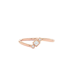 Bague de fiançailles minimaliste en or massif 10K 14K avec diamant de laboratoire taille ronde, style princesse, bague bypass avec pierre d'accentuation, délicate et empilable - Product Image 2