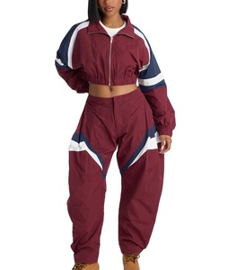 Conjunto de Dos Piezas de Invierno para Mujer, Talla Grande, Chaqueta Cortavientos Vintage con Cierre, Bordado, Chándal Deportivo de Forro Polar, Impermeable, de Secado Rápido - Product Image 3