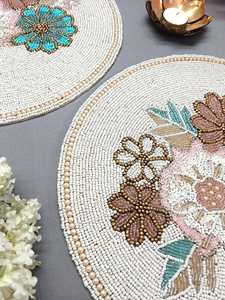 Elegant <b>Beaded</b> Embroidery <b>Placemat</b> with Intricate Handmade Design for Dining Table Kitchen Decor and Entertaining - Product Image 5