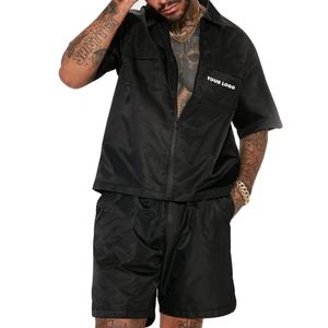ชุดเซ็ตเสื้อแจ็คเก็ตกันลมและกางเกงขาสั้นลำลองสำหรับผู้ชายแบบใหม่ ผ้าโพลีเอสเตอร์/คอตตอน แห้งเร็ว สไตล์สตรีทแวร์ - Product Image 2