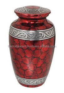 Urna de cremación de aluminio personalizada de la mejor calidad para cenizas humanas, urnas de cremación de recuerdo de Metal con acabado de esmalte azul al por mayor - Product Image 4