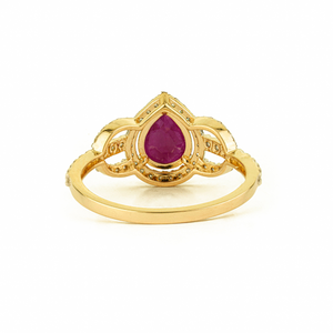 สินค้าขายดี แหวนแต่งงานทองคำขาว 14K ประดับทับทิมทรงลูกแพร์และเพชรทรงกลม ดีไซน์โดดเด่น สำหรับคนเกิดเดือนกรกฎาคม - Product Image 6