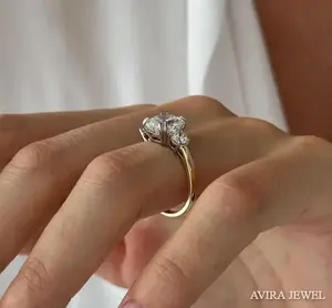 Anillo de Compromiso de Diamante Cultivado en Laboratorio al por Mayor, 1 Quilate, EF VVS, Corte Princesa, Sin Níquel, Sin Plomo, Oro de 10K, 14K, 18K, para Mujer, Boda - Product Image 3