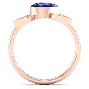 แหวนหมั้นเพชรโมอิสซาไนต์ทองคำขาว 14K ดีไซน์ใหม่จาก REYES สำหรับเธอ ประดับพลอยไพลินสีน้ำเงินสไตล์มินิมอล ของขวัญครบรอบแต่งงาน - Product Image 4