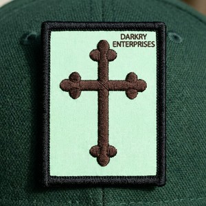 Custom Machine Embroidery Iron On Patch White Cross Religious Symbol <b>Black</b> Background Rectangular Badge for Clothes <b>Jackets</b> Bags - Product Image 4