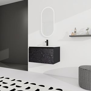 Mobile bagno sospeso da 30 pollici con lavabo in ceramica e anta con chiusura ammortizzata, kit di montaggio (KD) - Product Image 5