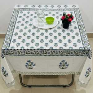 Mantel de Algodón con Estampado Floral Azul, Hecho a Mano, Rectangular, Decoración para el Hogar, India TC-877 - Product Image 4