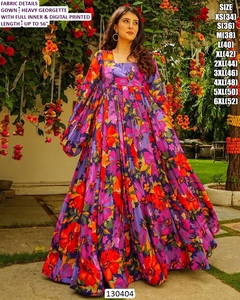 ชุดเดรส Anarkali ผ้าจอร์เจตต์ปักลาย Bandhani สไตล์ราชวงศ์ ยาวกรอมพื้น แบบดั้งเดิม แห้งเร็ว เหมาะสำหรับงานแต่งงาน งานปาร์ตี้ และงาน Diwali - Product Image 3
