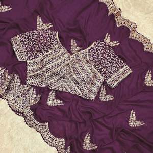 Sari de Boda de Diseño Elegante para Fiesta con Bordado y Lentejuelas - Product Image 1