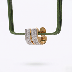 14K Solid Gold Round Brilliant Lab Grown Diamond Pave Hoop <b>Earrings</b> Women Bridal <b>Fine</b> Jewelry Gift - Product Image 1