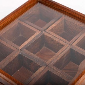 กล่องใส่เครื่องเทศไม้สไตล์แฮนด์เมด – กล่องมาซาลาดาบาห์งานฝีมืออินเดีย, กล่องจัดระเบียบในครัวสไตล์เรียบง่าย, ฝาแก้ว - Product Image 4