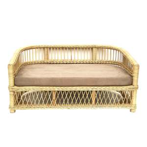 Dark Brown Rattan Dog Bed Couch Rectangular High Back Wicker Pet Bed Basket Durable Outdoor <b>Indoor</b> Pet Lounge Sofa Furniture - Product Image 3
