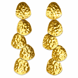 Boucles d'oreilles pendantes étoile en laiton doré avec breloques disque, bijoux géométriques tendance, accessoires de mode en gros - Product Image 4