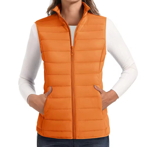 Winter Custom Logo Breathable Puffer Vest For Women's Blue Colour <b>Stand</b> Collar Sleeveless Light <b>Weight</b> Warm Outwear Zipper - Product Image 1