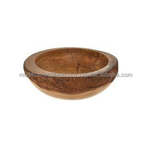 Cuenco de lujo con logotipo impreso, cuenco de Metal hecho a mano de buena calidad para servir Hotel, cuenco de madera con diseño de borde galvanizado - Product Image 3