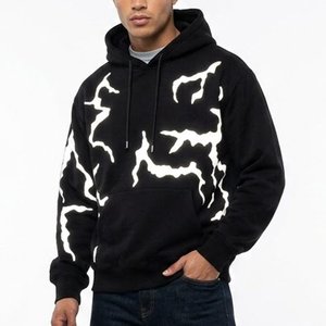 New Arrival Custom Logo <b>Men's</b> High Quality Black Hooded <b>Sweatshirt</b> With <b>White</b> Print Regular Fit Cotton Fleece Casual Autumn Wear - Product Image 1