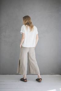 Pantalon de pyjama décontracté pour femme en lin, motif floral vintage, écologique, respirant, séchage rapide, coupe régulière, taille élastique, ODM - Product Image 4
