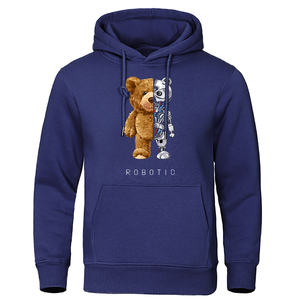 Nuevo divertido oso de peluche Robot Sudadera con capucha oso robótico ropa Casual con capucha hombres moda sudaderas polar de gran tamaño ropa informal suelta - Product Image 4