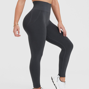 Leggings pour femmes très vendus, longueur intégrale, extensibles, respirants, tricotés, sportifs, pantalons de sport à taille haute, couleur unie, leggings pour femmes - Product Image 4