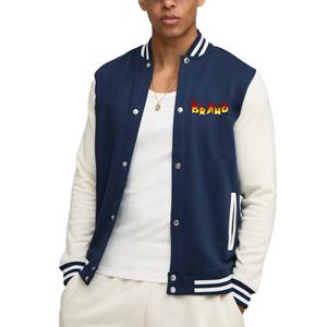 แจ็คเก็ตผ้าฝ้ายบล็อกขนแกะสี100% สำหรับผู้ชายเสื้อแจ็กเก็ตทีมตัวแทนพิมพ์โลโก้หน้าจอที่กำหนดเอง - Product Image 1