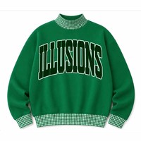 Sweat-shirt unisexe personnalisé à col montant, avec appliqué en twill, en molleton de coton, coupe oversize, pour l'hiver, style preppy, à motifs chenille, gingham et pois.