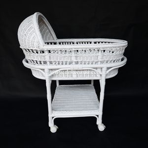 Cuna de Mimbre Hecha a Mano para Bebé, Cuna de Ratán Sostenible con Ruedas y Estante, Muebles Modernos de Estilo Boho para Recién Nacidos - Product Image 2