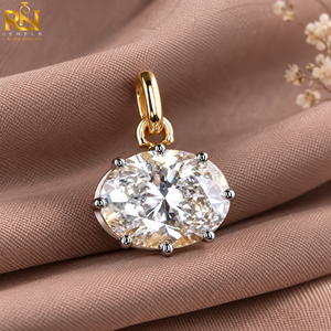 Pendentif en diamant ovale de 3 carats cultivé en laboratoire, couleur VVS2 DEF, luxe unisexe, accent en rhodium noir, pendentif en argent sterling - Product Image 2