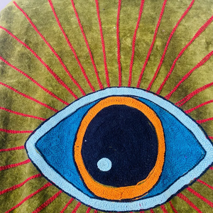 Veste kimono en velours de coton 100% faite à la main |   Design bohème respirant et écologique pour l'hiver avec broderie d'œil - Product Image 3