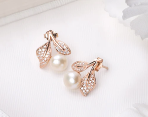 Pendientes de Perlas de Agua Dulce con Baño de Oro Rosa y Plata de Ley 925, con Detalles de Diamantes CZ, Elegantes, para Mujer, Regalo de Joyería - Product Image 2