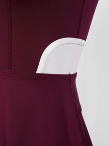Uniforme de golf color granate, vestido de golf con cuello polo, manga corta, color sólido, de secado rápido, estilo deportivo, ribete blanco - Product Image 6