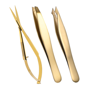 <b>Top</b> Quality Tweezers Set Slant Pointed Stainless Steel Eyebrow Plucking Tweezer Scissors Set - Product Image 3