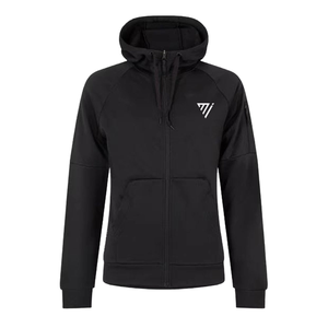 Veste polaire noire à capuche et fermeture éclair intégrale pour homme, décontractée, respirante, en polyester, avec poches avant, pour l'automne - Product Image 1