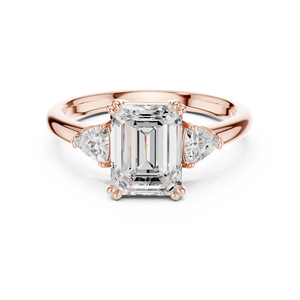 Bague de fiançailles en or 14 carats pour femme, diamant de laboratoire certifié IGI 2 carats taille émeraude et taille trilobé latéral, pour anniversaire et mariage - Product Image 5