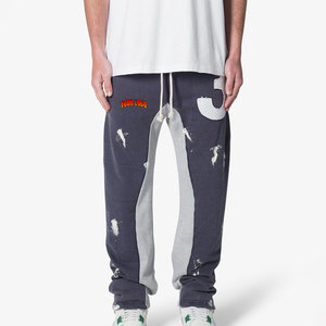 Pantalones Deportivos Grises de Corte Holgado para Hombre, de Alta Calidad, con Bloques de Color, al por Mayor - Product Image 1