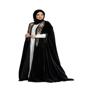 Abaya musulmane à col rond et style balançoire pour femmes Robe musulmane Tempérament Taille haute Couleur solide Robe arabe pour femmes - Product Image 1