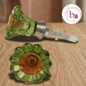 Poignée de commode en verre Ba, design industriel vert-orange, écologique, multifonction, installation facile - Product Image 1