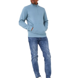 Haute qualité quart fermeture éclair à capuche personnalisé hommes plaine demi fermeture éclair pull à capuche sweats avec poches personnalisé 2026 - Product Image 3