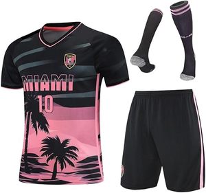 Camiseta de Fútbol de Miami para Hombre, Manga Corta, Cuello en V, Estampado Sublimado, Transpirable, Poliéster, Ropa de Verano para Adultos, Corte Regular - Product Image 1