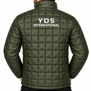 Veste matelassée moderne pour homme, style décontracté, coupe-vent, col montant, fermeture éclair, matelassage losanges, idéale pour l'automne - Product Image 2