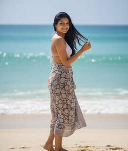 Pareo de algodón estampado a mano con motivos florales al por mayor, cubierta de playa étnica sostenible, textil indio personalizado, ropa de playa al por mayor - Product Image 1